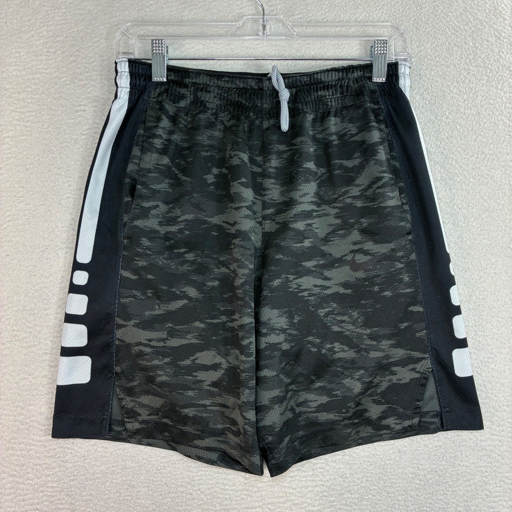 Nike Elite Basketball Shorts Men S‎ Gray Black Camo Baggy Drawstring Loose Y2K